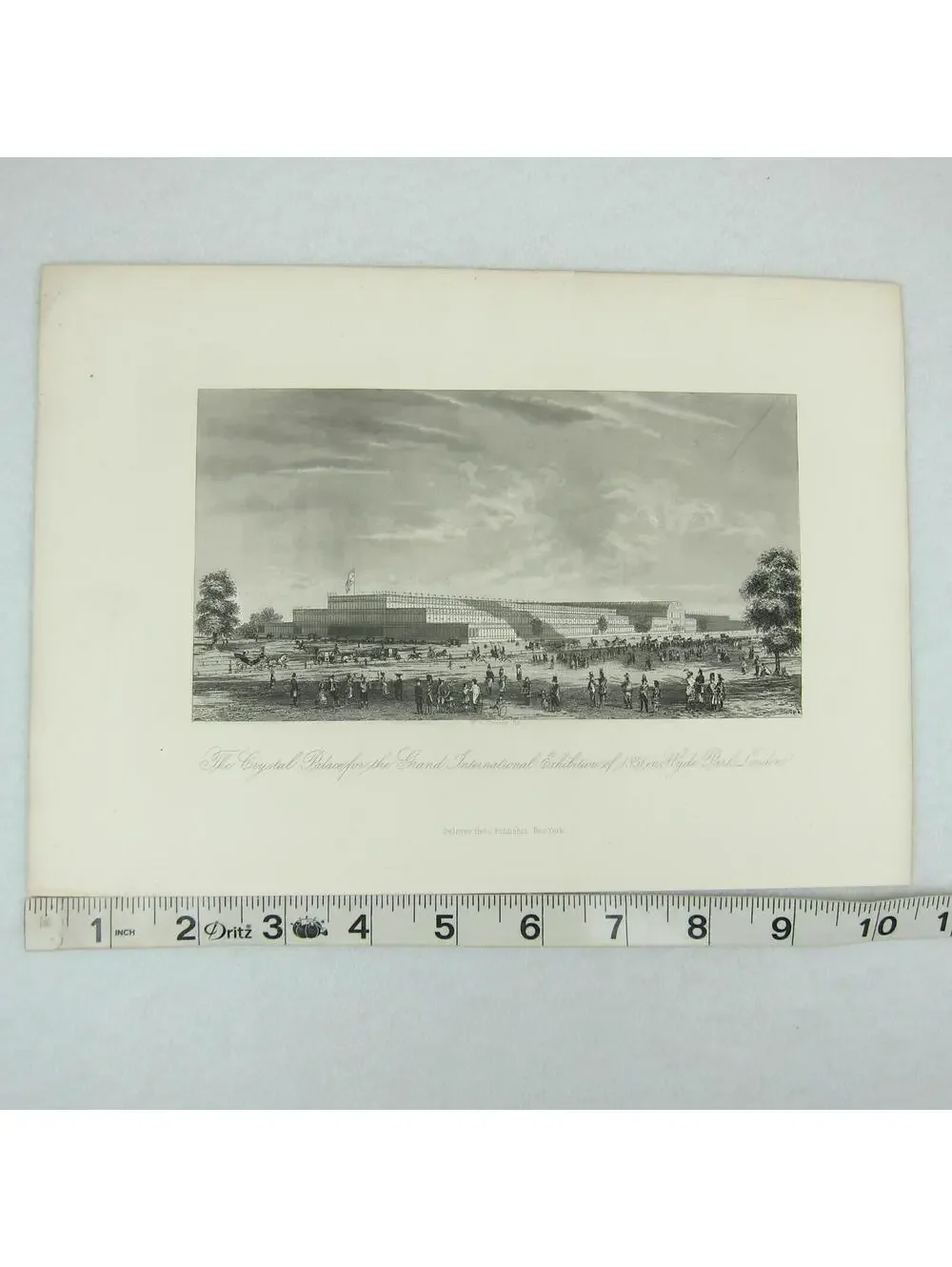 Antique 1851 Engraving Print Crystal Palace Grand International Exhibition RARE